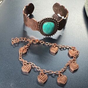 Turquoise and Copper Bracelet Set